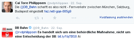 Tweet Deutsche Bahn 22.9.2015