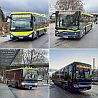 Collage aus vier Fotos mit MVV-Bussen in neuer Farbgebung (98*98)