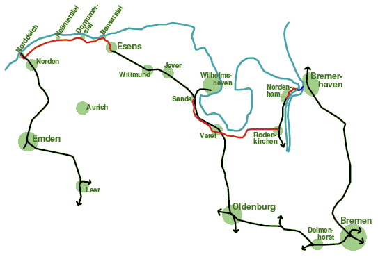 Karte Ems-Weser-Gebiet