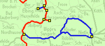 Karte Quedlinburg, Harz, Nordhausen, Halle