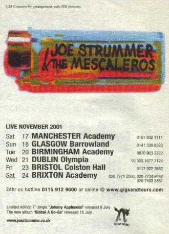 Joe Strummer & The Mescaleros live ad 2001