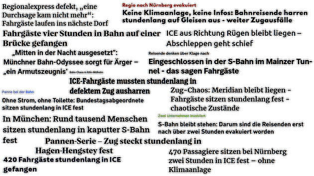 Schlagzeilen aus einigen der unten verlinkten Medienmeldungen