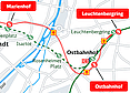 Ausschnitt aus Skizze zum Verlauf der zweiten Stammstrecke